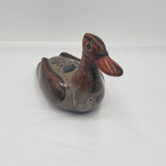 Mexican Pottery Duck Vintage Mexico Folk Art Pottery Floral Design - Picture 12 of 15